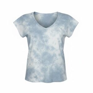 Grey State Tie Dye V Neck Flutter Sleeve T Shirt Blue Cloud Women's, Size S, NWT